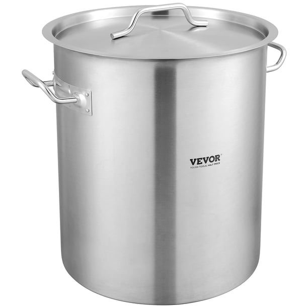 Olla Stockpot VEVOR de acero inoxidable de 42 litros con colador, tapa y asa