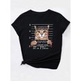 thumbnail image 2 of Cat Graphic Short Sleeves Sports Tee, Round Neck Workout Causal T-shirt Top, Women's Activewear, 2 of 7