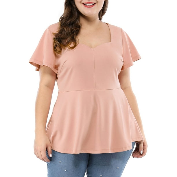 Unique Bargains - Unique Bargains Women's Plus Size Sweetheart Peplum ...