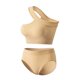 thumbnail image 4 of Gibobby Trajes de Entrenamiento para Mujer Conjuntos de entrenamiento para mujer, 2 piezas, sin costuras, sexy, un hombro, sujetador deportivo, cintura alta, (Caqui,M), 4 of 5