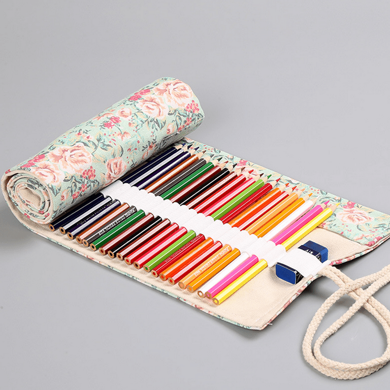 Colored Pencils Case Wrap Roll Holder for Artist Adult Coloring Travel  Portable Canvas Storage Organizer - 36slots