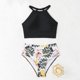 thumbnail image 5 of Traje de Baño de Bikini de Mujer Dividido Cintura Alta Vientre Que Cubre Dos Piezas Set Deportivo, Cojín de Pecho para Piscina de Playa Y Vacaciones, 5 of 9