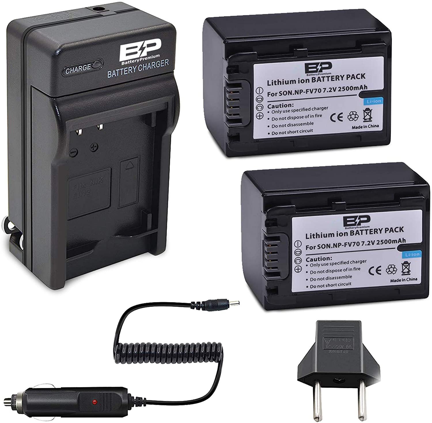 BP NPFV70 2Pack Batteries & Charger for Sony FDRAX53 FDRAX700 HDR
