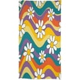 thumbnail image 5 of Groovy Flowers Tablecloth, 60s 70s Retro Floral Cute Hippie White Chrysanthemum Flower Print Table Cloth Cover for Party Picnic Tabletop Dining Room Indoor and Outdoor Dining 60x102inch, 5 of 6