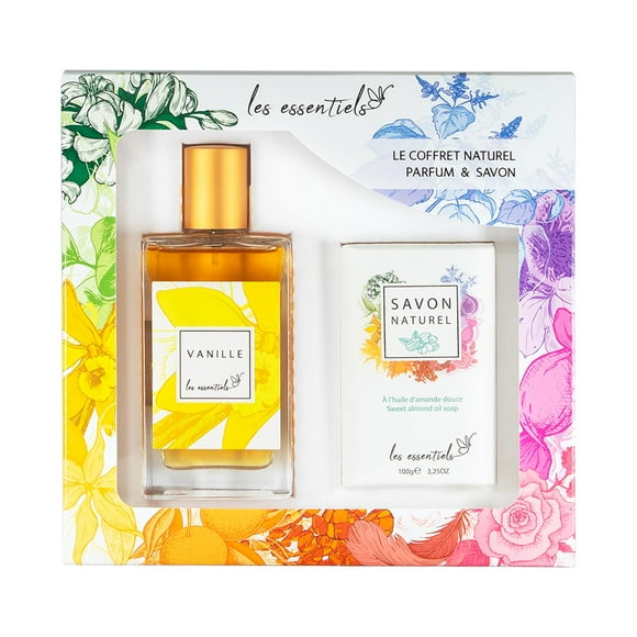 Set de regalo Les Essentiels, perfume de vainilla y jabón con aceite de almendras
