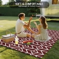 thumbnail image 4 of Geometric Outdoor Rug for Patio/Deck/Porch, Non-Slip Large Area Rug 4 x 6 Ft, Modern Abstract Lines Texture Red Indoor Outdoor Rugs Washable Area Rugs, Reversible Camping Rug Carpet Runner, 4 of 8
