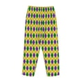 thumbnail image 4 of Kdxio Women's Comfy Stretch Mardi Gras Purple Yellow PlaidPrint Drawstring Pajama Pants-Small, 4 of 9