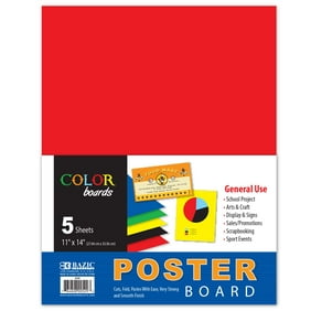 BAZIC Poster Board 11" X 14" Assorted Colored, (5/Pack), 1-Pack