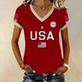 thumbnail image 2 of MEICHEN Women's Short Sleeve Patriotic Graphic Tee Us 250th Anniversary Print V Neck T Shirt Summer Casual Top Blouse, 2 of 7