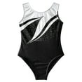 thumbnail image 4 of renvena Girls Gymnastics Leotard Shiny Metallic Ballet Dance Leotard Bodysuit Activewear Size 6-16 A Black 8, 4 of 6