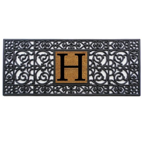 Home & More 170011741H Rubber Monogram Doormat 17-Inch X 41-Inch (Letter H)
