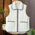 thumbnail image 2 of WRKEKC Womens Puffer Vest Solid Color Sleeveless Funnel Neck Zip Pockets Quilted Liner Warm Winter Vest Jacket Coat, 2 of 3
