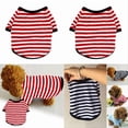 thumbnail image 5 of Pet Clothes Dog Striped Round Neck Tee Korean Style Pet Shirt for Small Dogs Comfortable Lightweight Knit Top for Daily Wear,25 cm,Red, 5 of 9