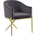 thumbnail image 2 of Home Square 2 Piece Velvet Dining Chair Set with Gold Metal Base in Gray, 2 of 4