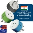 thumbnail image 6 of OREI India, Nepal, Maldives Travel Plug Adapter - 2 USA Inputs - 3 Pack - Type D, 6 of 9