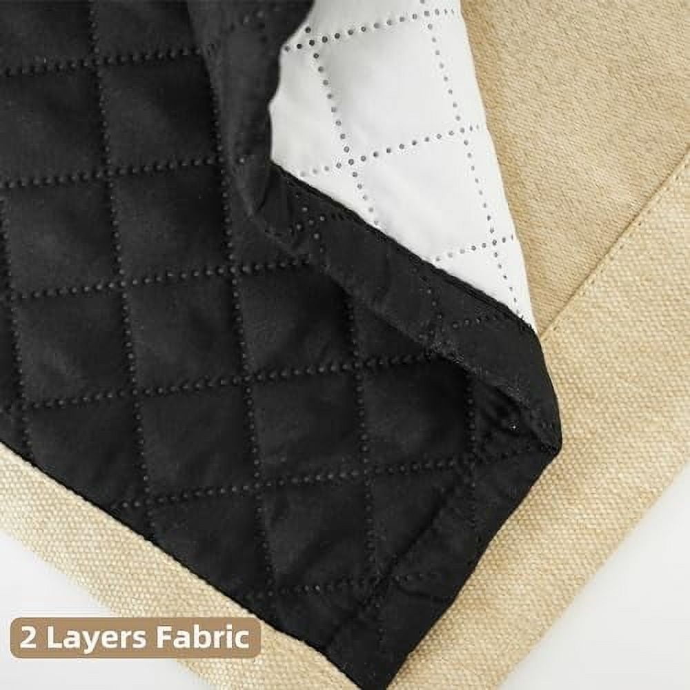 DriftAway Blackout Soundproof Thermal Insulated Faux Linen Curtains for Bedroom 100% Light Blocking with Quilted Thermal Liner for Cold and Heat Blocking Sound Dampening 1 PC 52" x 84" Beige