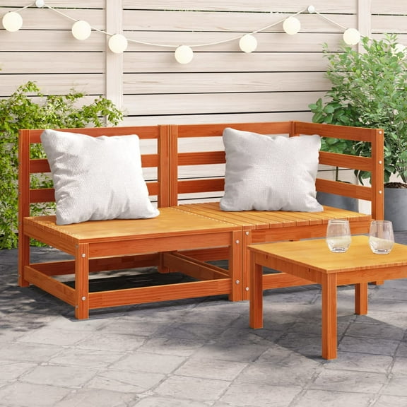 vidaXL Patio Sofa 2-Seater Wax Brown Solid Wood Pine