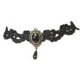 thumbnail image 1 of Collier Ras du Cou Gothique Noir en Dentelle Collier Ras du Cou Vampire de la Cour Royale avec Strass Rouges et Pendentif en Forme de Goutte Noire Bijoux de Costume d'Halloween pour Femmes (Noir), 1 of 3