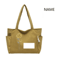 thumbnail image 5 of Personalized Birth Flower Corduroy Tote Bag for Women 4 Color Options Custom Name Large Shoulder Bag with Pocket and Zipper for Daily Work Travel Shopping, 5 of 8
