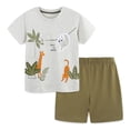 thumbnail image 4 of Hessimy Toddler Boy Pajamas Short Sets Fire Truck Cotton 2 Piece Excavator Sleepwear Summer Clothes Kids Jammies Set,Truck Sleep(Grey,2-3 Years), 4 of 7