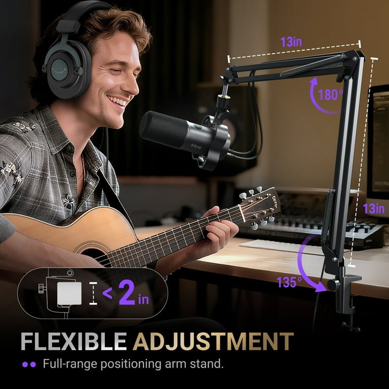 FIFINE K688 XLR USB Podcast Microphone with Boom Arm for PC