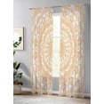 thumbnail image 4 of Sheer Curtains 84 Inches Long, Boho Geometric Light Filtering Window Curtains for Living Room, Ethnic Bohemian Farmhouse Art Motifs Rod Pocket Voile Sheer Curtain Drapes, 52"W x 84"L, 2 Panels, 4 of 8
