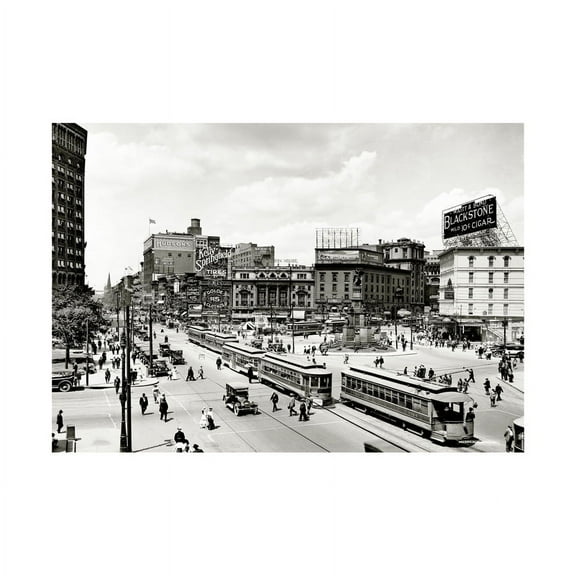 Vintage Photo Cityscape Black and White Picture Woodward Avenue Traffic 1917 Life Detroit Unframed Art Print Poster Wall Decor 12x16 inch