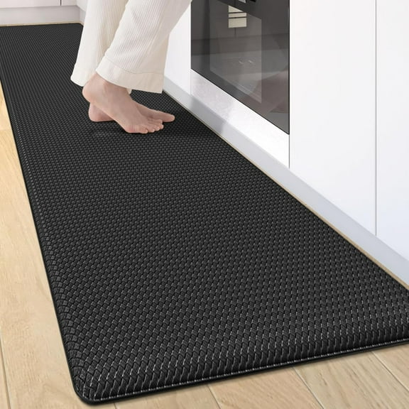 Kitchen Mats for Floor Cushioned Anti Fatigue, 17x95 Long Runner Rug Waterproof, Memory Foam Padded for Standing, Black