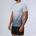 thumbnail image 5 of Men's Athletic T-Shirts Gradient Ombre Short Sleeve Crew Neck Slim Fit Workout Top Performance Quick Dry Lightweight Stretch Tee for Running Training Outdoor Bodybuilding Fitness, 5 of 9