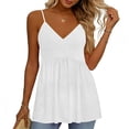 thumbnail image 4 of LIZUOJUN Womens Tank Tops Solid Color Pleated Spaghetti Strap V-Neck Cami Top Summer Dressy Trendy Sleeveless Loose Fit Tops White L, 4 of 6