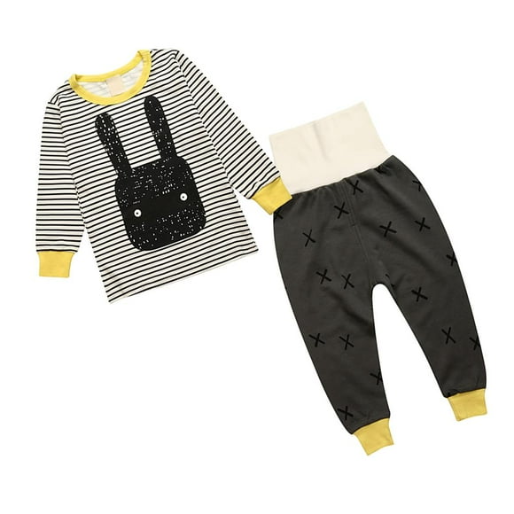 Conjunto De Pijama De Manga Larga Para Bebé, 2 Uds., 80 Rayas Grises Sunnimix ropa de dormir recién nacido