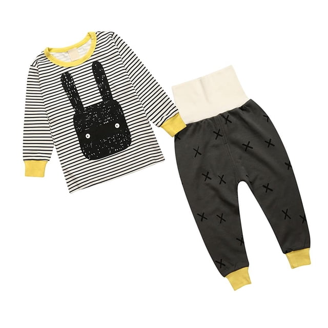 Conjunto De Pijama De Manga Larga Para Bebé, 2 Uds., 80 Rayas Grises SM SunniMix ropa de dormir recién nacido