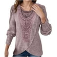 thumbnail image 3 of Jinhomg Women's Lace Crochet Sweater Dressy Casual Solid Ribbed Knit Pullover Tops Comfy Long Sleeve Tunics Lightweight Spring Shirts Pink XL, 3 of 9