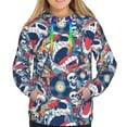 thumbnail image 4 of Hoodies for Women - cool rock Skull Comfrt Colour Drawstring Women'S Fashion Hoodies & Sweatshirts, Fall Outfits Clothes for Women 2024 Pullover with Kangaroo Pocket, 4 of 7