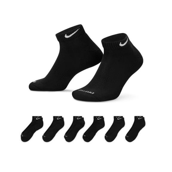 Men's Nike 6-pack Everyday Plus Cushioned Low-Cut Training Socks Color: Black Size: 8-12
