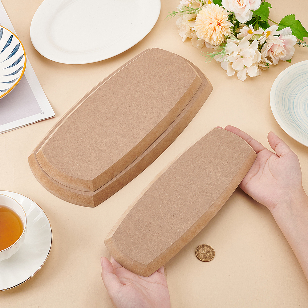 3Pcs MDF Wood Clay Cutter Base Plate Kit Clay Modeling Tool Tan Rectangle 27.5~33.2x10.1~16.1x1.55cm DIY