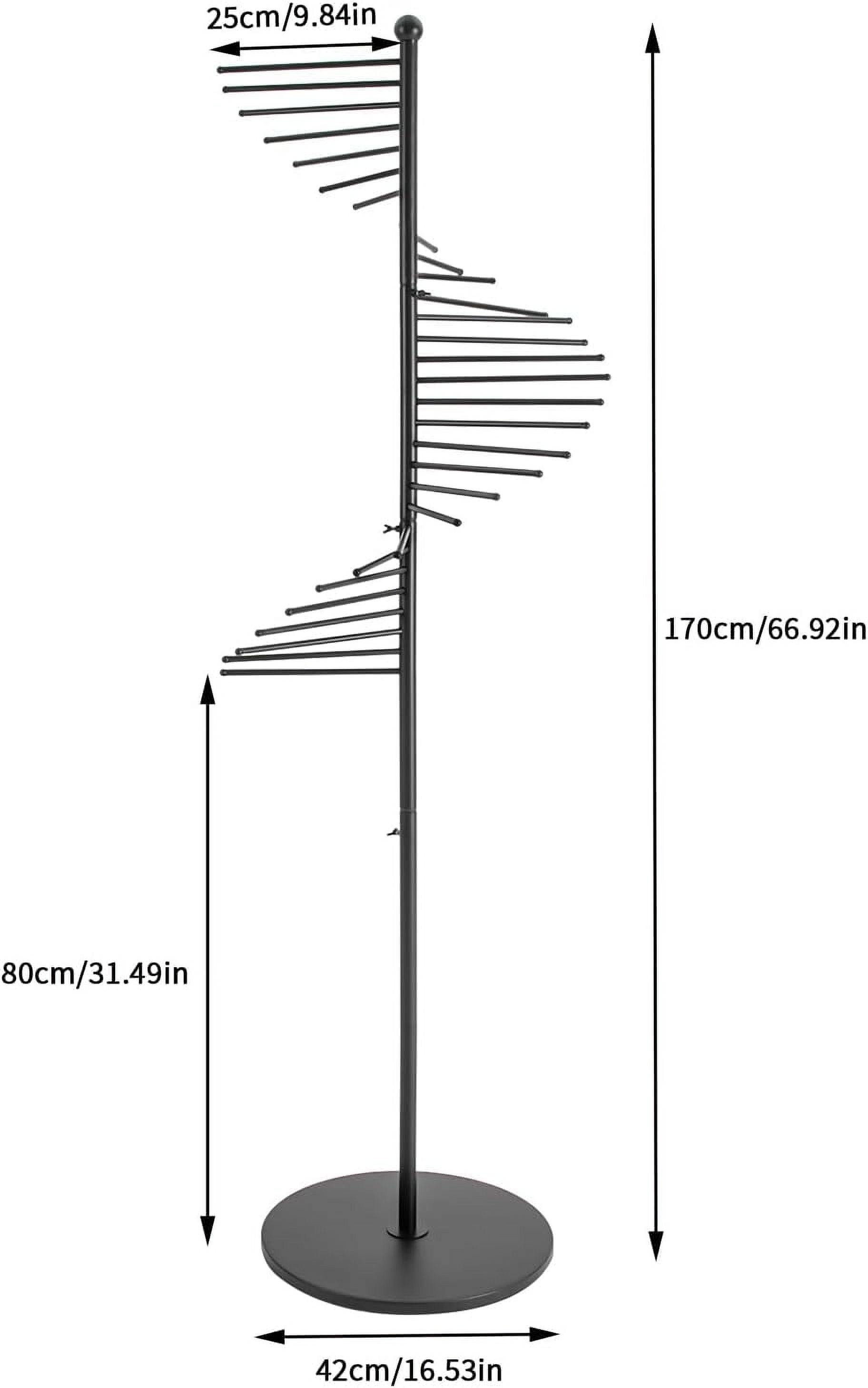 Black Freestanding Scarf Display Rack Spiral Scarf Display Stand, Metal Scarf Racks Commercial Hijab Organizer Belt Pants Hanger for Clothing Store Home-17x67In