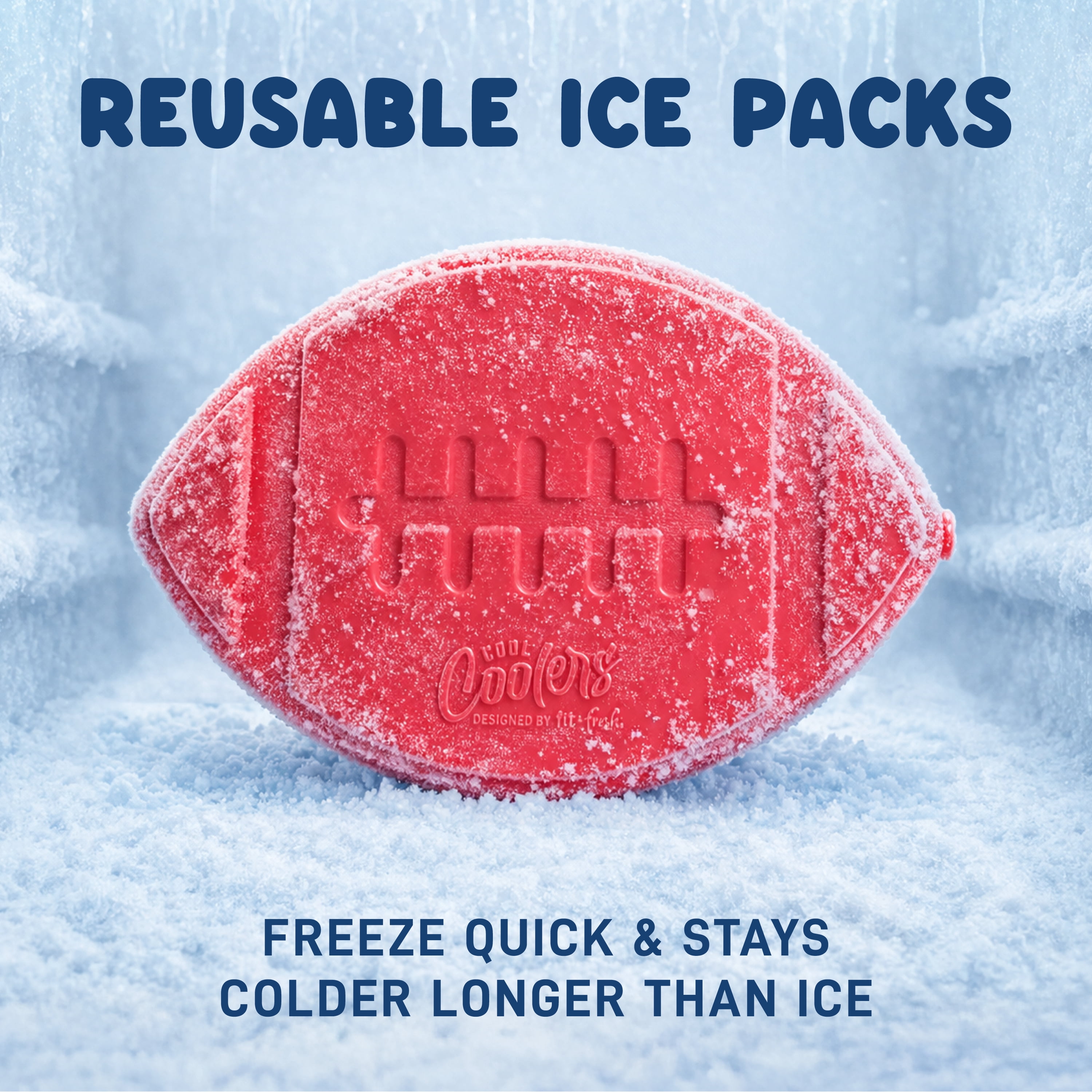 Cool Coolers by Fit + Fresh Kids Ice Packs, Football Design, 4-Pack