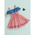 thumbnail image 3 of Bagilaanoe 4th of July Dress for Kids Girls Independence Day Dress Stars Stripe Print Ruffles Sling Dress Toddler Summer Sleeveless Princess Dress, 3 of 9