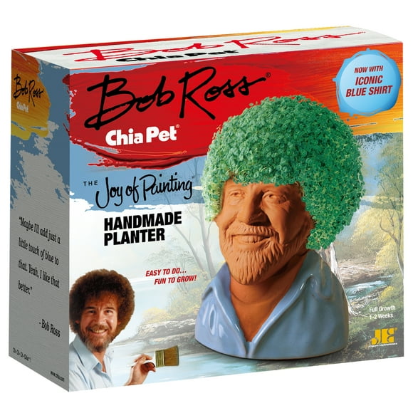 Chia Pet Planteur Produits de Poterie de Décoration - Bob Ross avec Chemise Bleue