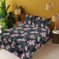 thumbnail image 2 of Ambesonne Tropical Vibes Fitted & Flat Sheet with Shams 4 Pcs Set, Dreamy Dark Jungle, Queen, Pale Pink Hunter Green, 2 of 5