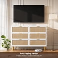 thumbnail image 6 of Rattan 6-Drawer Dresser – Spacious Wooden Chest with Deep Drawers for Bedroom, Living Room, Hallway, and Kids' Room, White, 6 of 8