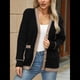 thumbnail image 5 of Suéteres Tipo Cárdigan para Mujer, de Larga, Abiertos, con Botones y Bolsillos, para Otoño e Invierno Negro L, 5 of 10