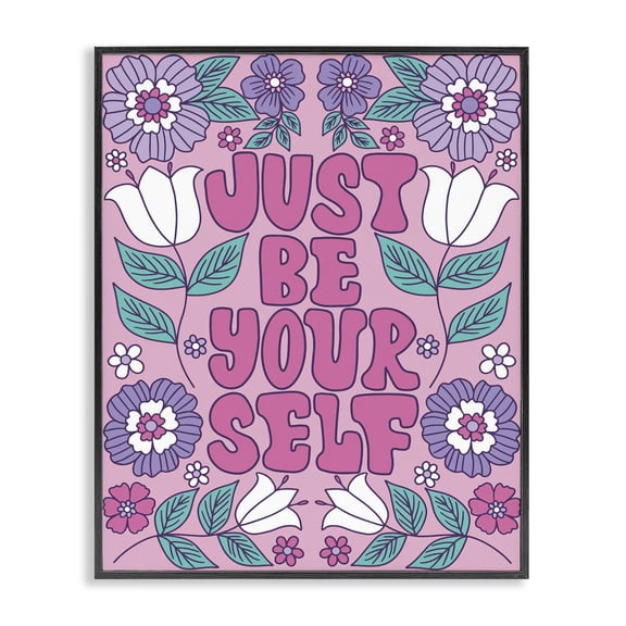 Stupell Industries Eclectic Retro Floral Be Yourself Black Framed Giclee Art, 11 x 14, by Taylor Shannon Designs