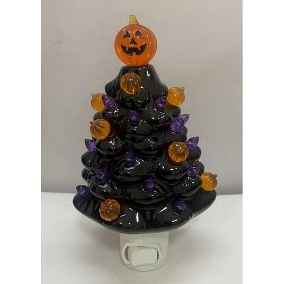 Ceramic Black Tree Plug in Small Night Light Black Christmas Tree