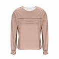 thumbnail image 5 of Tauxra Women's Long Sleeve Pleated Top, Casual Round Neck Blouse with Soft Textured Fabric, Versatile Tunic Top for Daily Wear and Office Outfits, 5 of 7