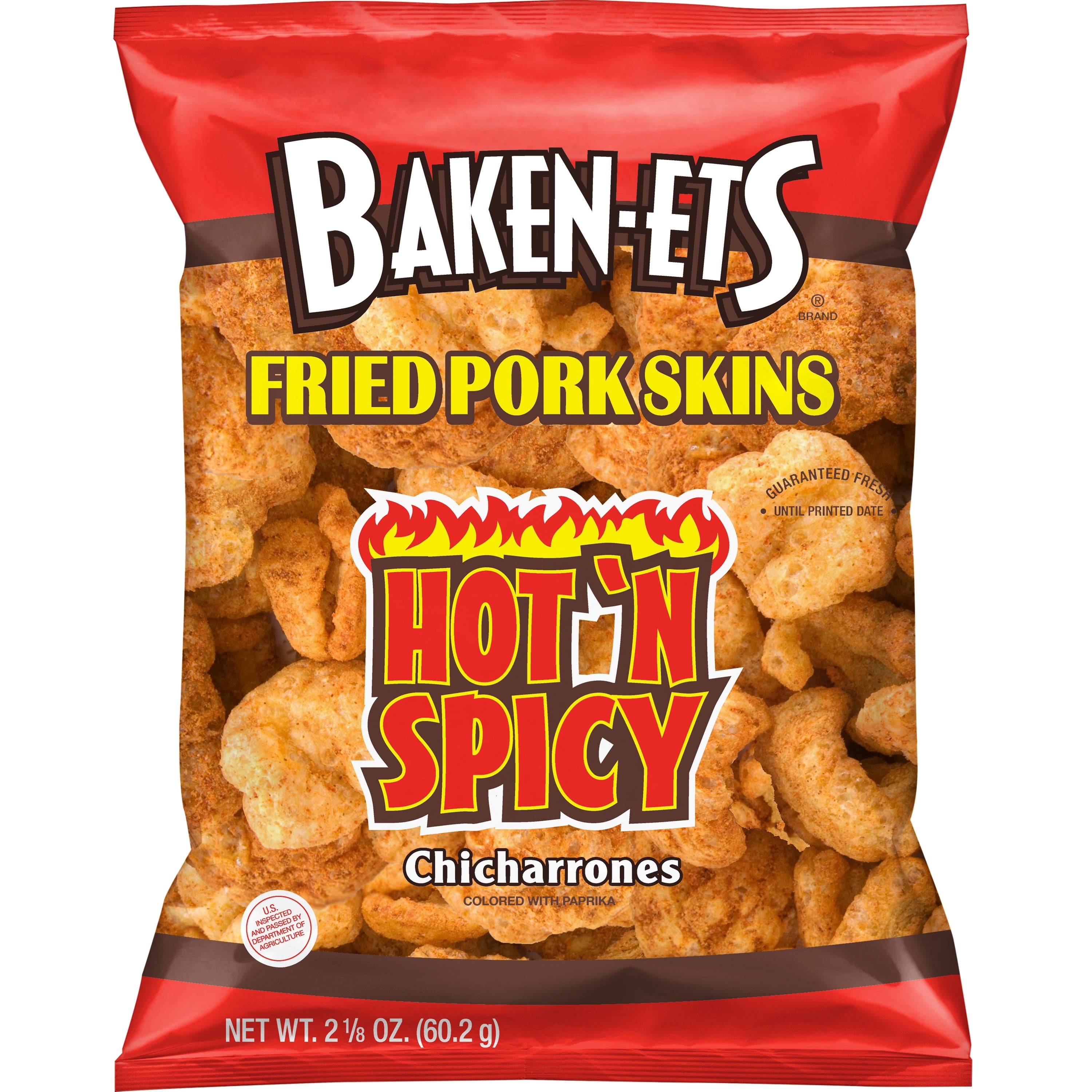 Hot 'N Spicy Flavored Fried Pork Skins, 2.125 oz Bag
