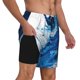 thumbnail image 2 of Balery Blue White Fluid Art Bañador para hombre, shorts de playa de secado rápido con entrepierna y forro de compresión-3X-Large, 2 of 6