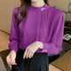 thumbnail image 4 of Camisas de vestir para mujer,Blusa plisada con cuello en V para mujer, manga corta, poliéster, informal, estampada, para uso diario, sopatenor, 4 of 7