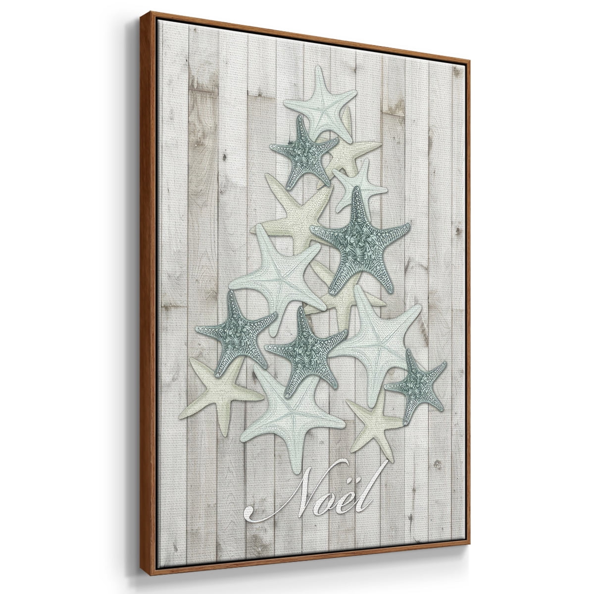 Coastal Christmas IV - Framed Gallery Wrapped Holiday Canvas - 17 x 25 - Rosewood Frame